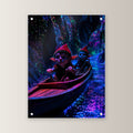 Dark-Fantasy Acrylglasbild auf Acrylglas mit Edelstahl-Abstandshaltern, gerade von vorn an heller Wand