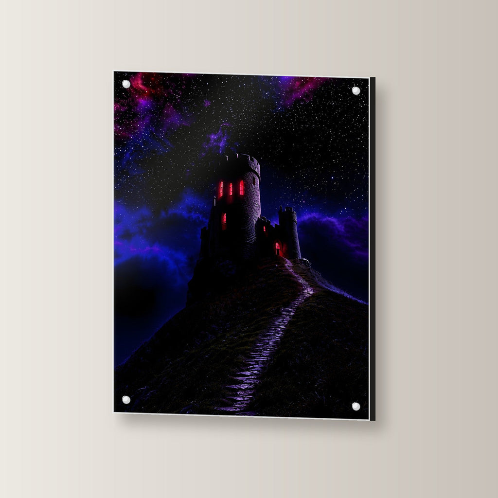 Natur Acrylglasbild auf Acrylglas mit Edelstahl-Abstandshaltern, leicht gedreht an der Wand fotografiert
