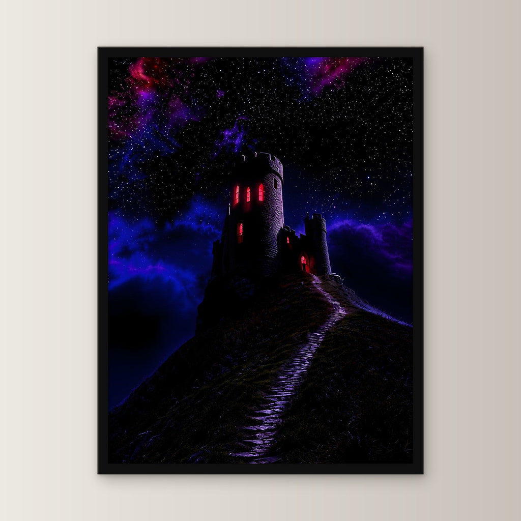 Natur Poster gerahmt im schwarzen Holzrahmen, gerade von vorn an heller Wand