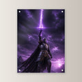 Dark-Fantasy Acrylglasbild auf Acrylglas mit Edelstahl-Abstandshaltern, gerade von vorn an heller Wand