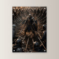 Dark-Fantasy Acrylglasbild auf Acrylglas mit Edelstahl-Abstandshaltern, gerade von vorn an heller Wand