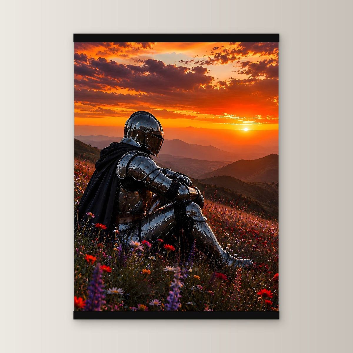 Am Ende des Tages als Poster mit schwarzer Holzleiste, gerade von vorn an heller Wand