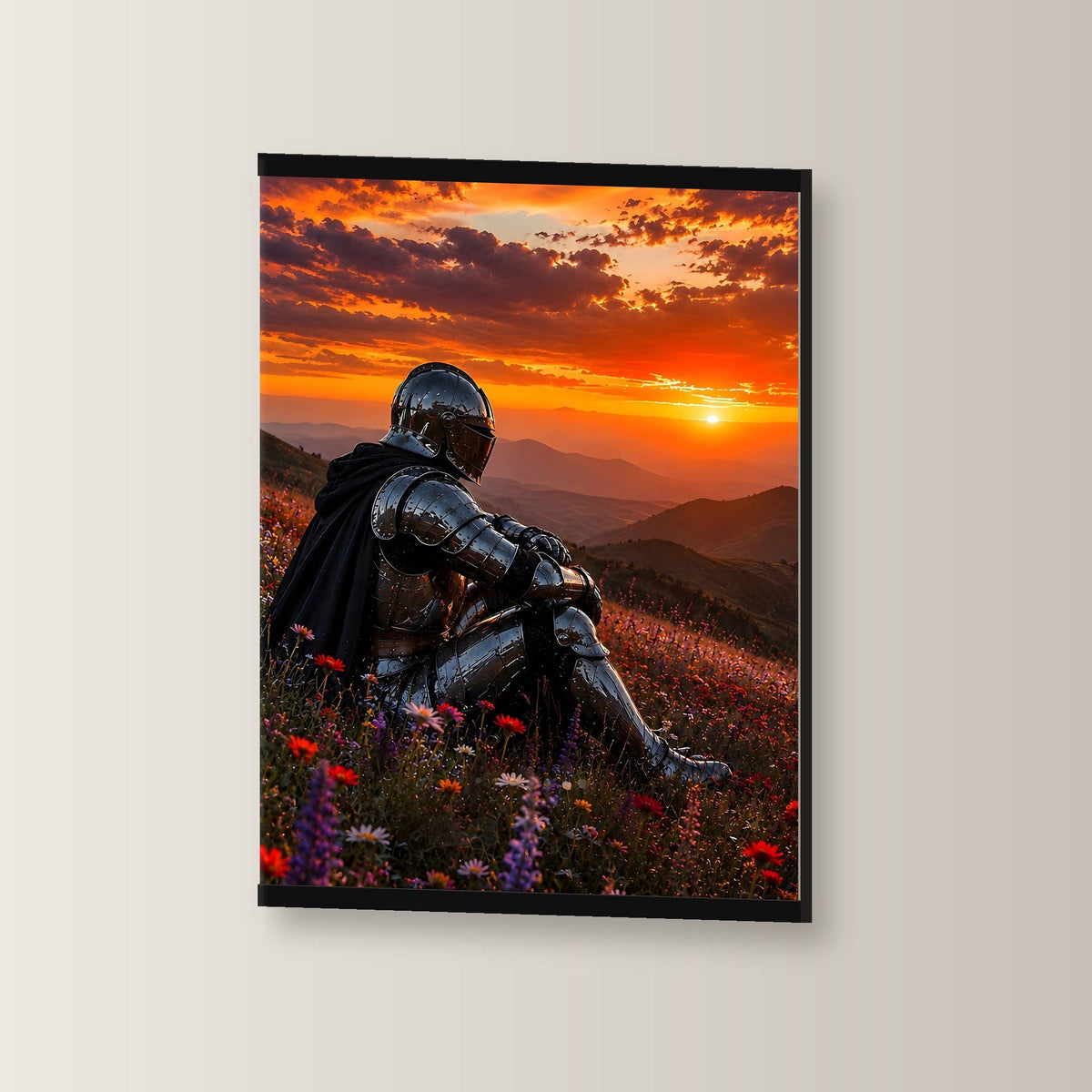 Am Ende des Tages als Poster mit schwarzer Holzleiste, leicht gedreht an der Wand fotografiert