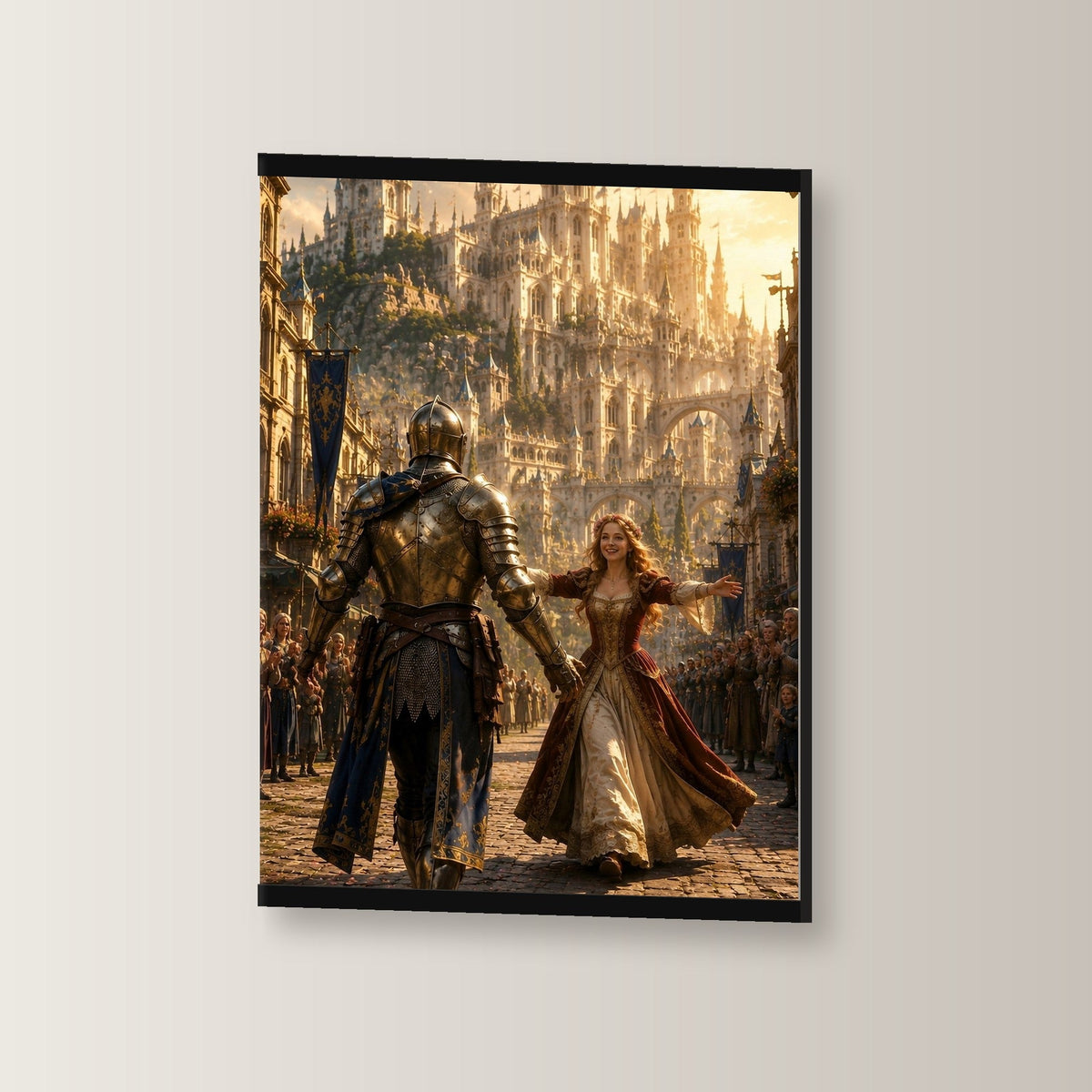 An ihrer Seite als Poster mit schwarzer Holzleiste, leicht gedreht an der Wand fotografiert
