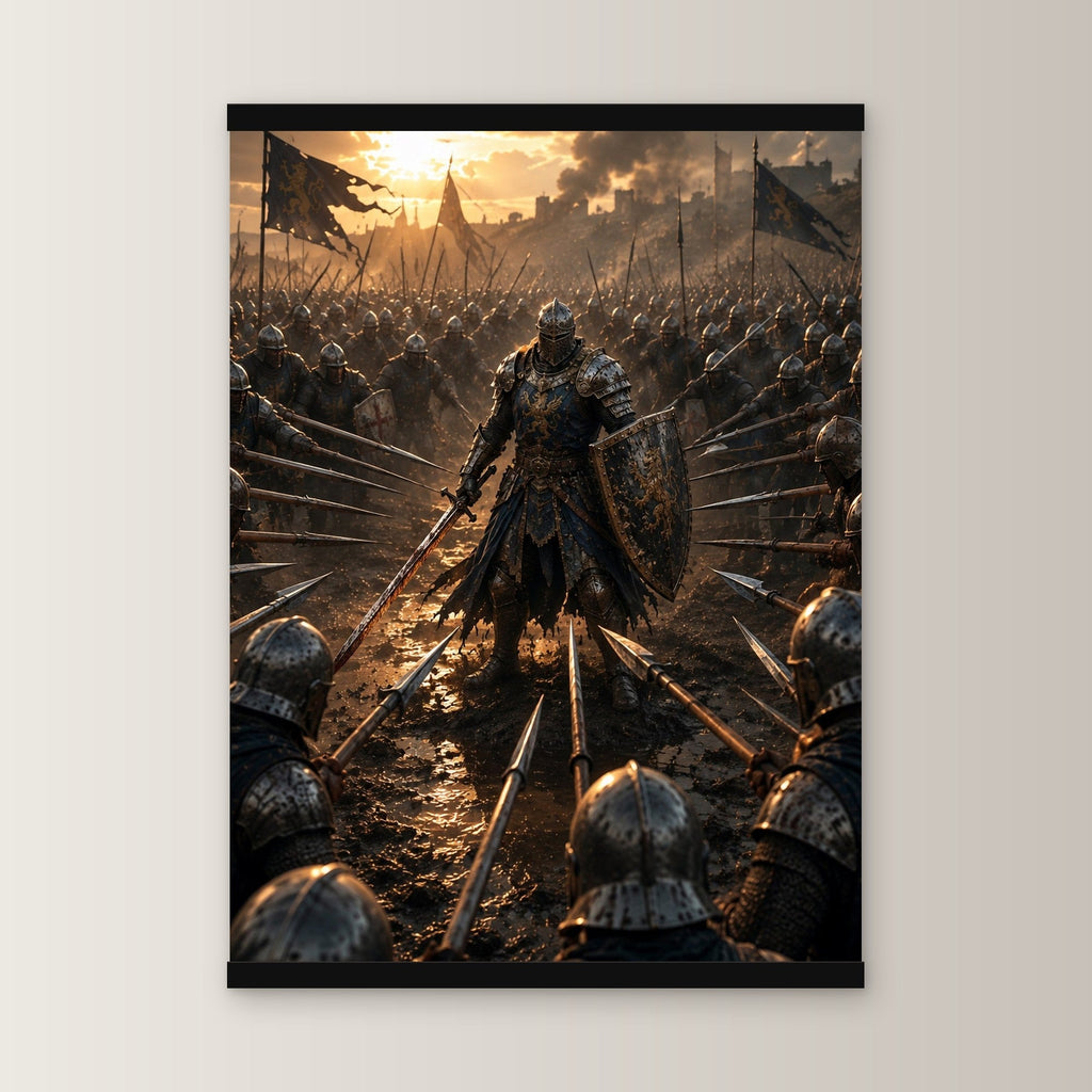 Der letzte Wall als Poster mit schwarzer Holzleiste, gerade von vorn an heller Wand