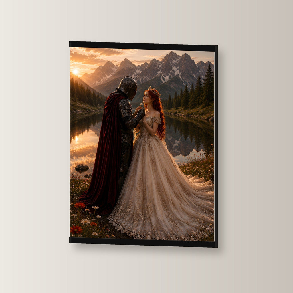 Das Versprechen als Poster mit schwarzer Holzleiste, leicht gedreht an der Wand fotografiert