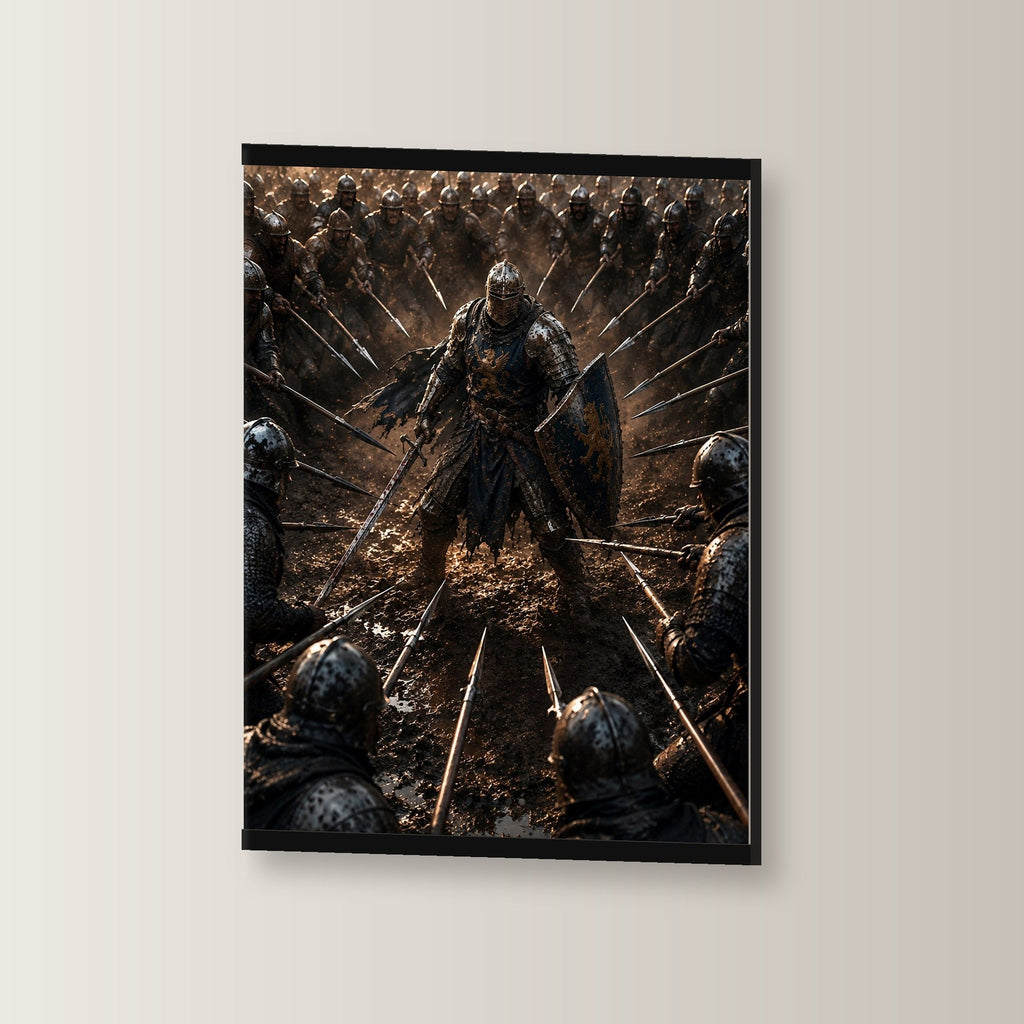 Einer gegen alle als Poster mit schwarzer Holzleiste, leicht gedreht an der Wand fotografiert