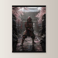 Der Letzte Samurai als Poster mit schwarzer Holzleiste, gerade von vorn an heller Wand