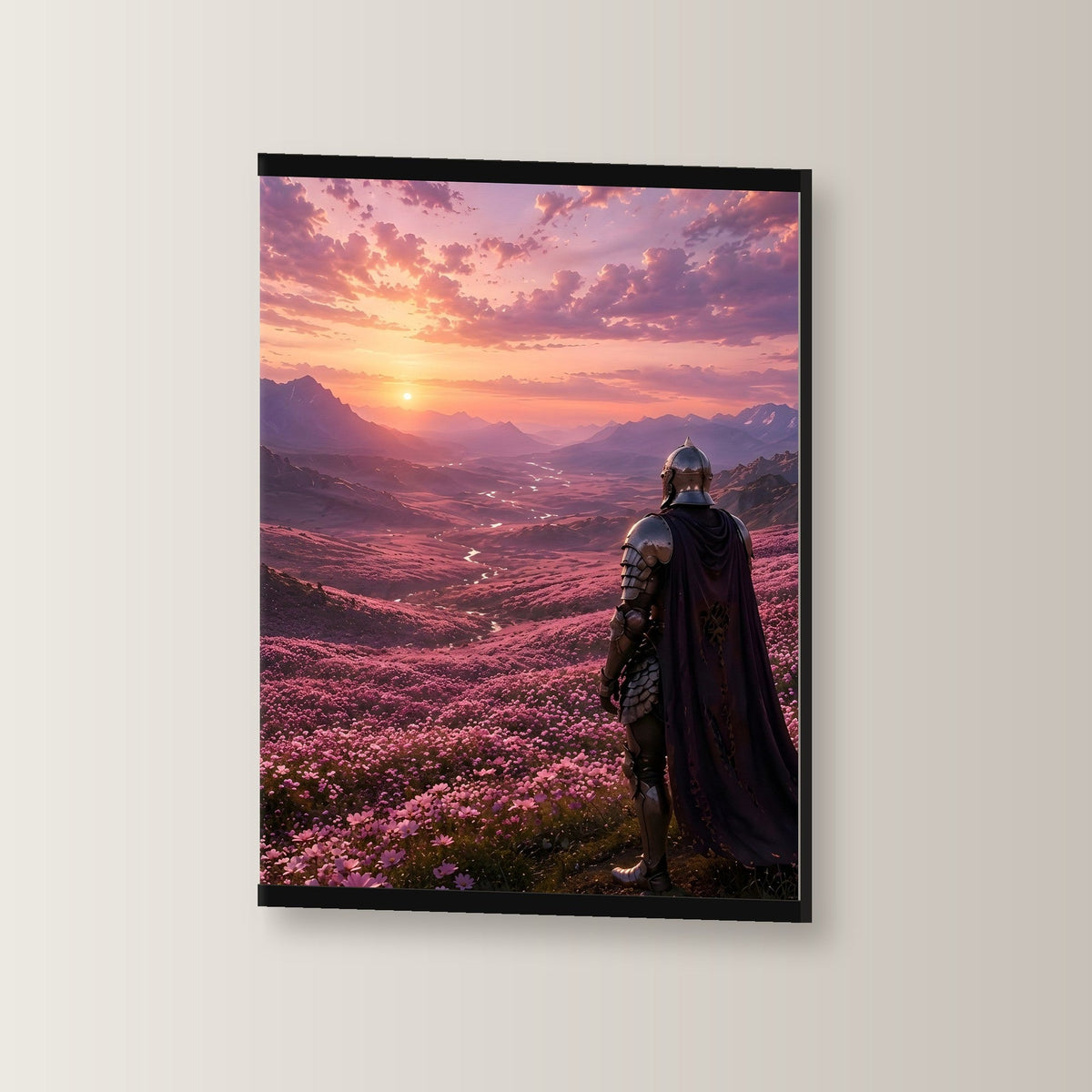 Das Purpurtal als Poster mit schwarzer Holzleiste, leicht gedreht an der Wand fotografiert