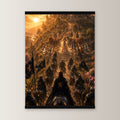 Der Siegeszug als Poster mit schwarzer Holzleiste, gerade von vorn an heller Wand