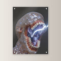 Surreal Acrylglasbild auf Acrylglas mit Edelstahl-Abstandshaltern, gerade von vorn an heller Wand