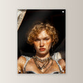 Gothic Frau Acrylglas | Fantasy Kunstdruck auf Acrylglas mit Edelstahl-Abstandshaltern, gerade von vorn an heller Wand