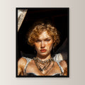 Gothic Frau Poster gerahmt | Fantasy Deko im schwarzen Holzrahmen, gerade von vorn an heller Wand