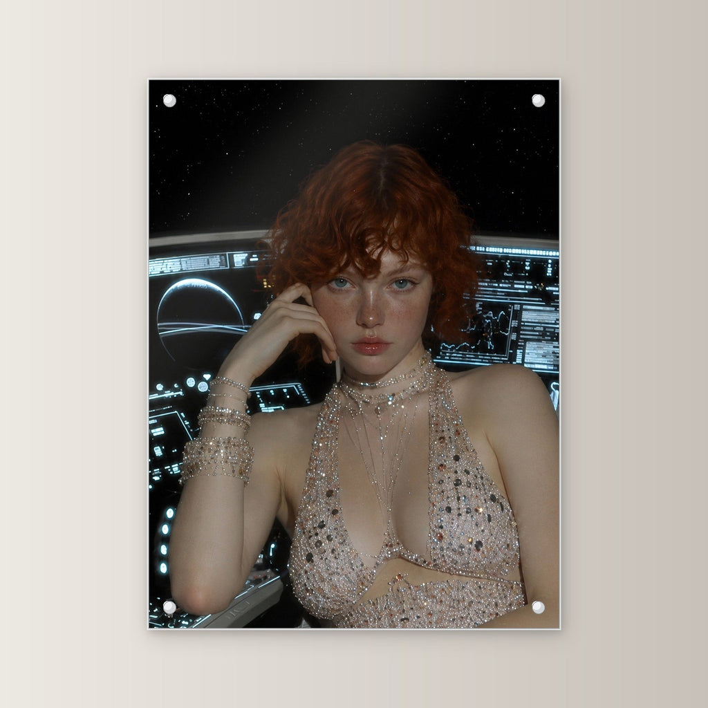 Glamour Acrylglasbild auf Acrylglas mit Edelstahl-Abstandshaltern, gerade von vorn an heller Wand