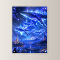 Dark-Fantasy Acrylglasbild auf Acrylglas mit Edelstahl-Abstandshaltern, gerade von vorn an heller Wand