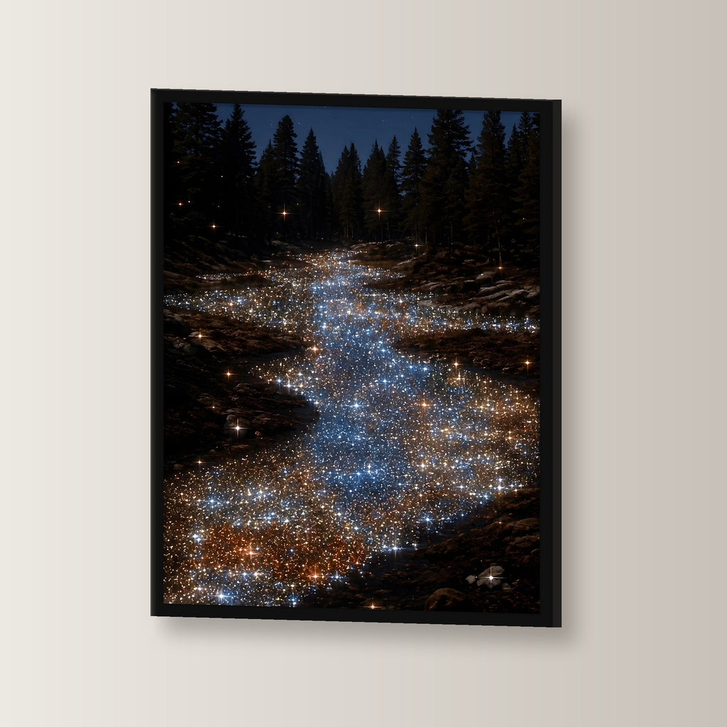 Natur Poster gerahmt im schwarzen Holzrahmen, leicht gedreht an der Wand fotografiert