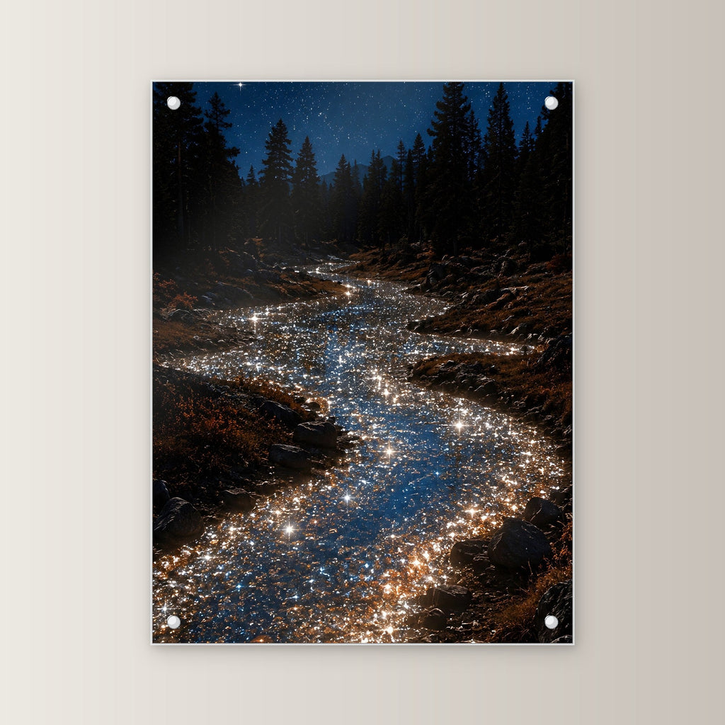 Natur Acrylglasbild auf Acrylglas mit Edelstahl-Abstandshaltern, gerade von vorn an heller Wand