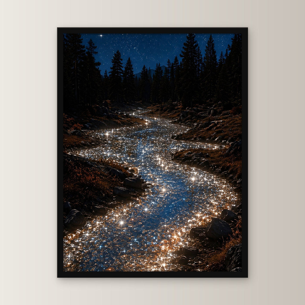 Natur Poster gerahmt im schwarzen Holzrahmen, gerade von vorn an heller Wand