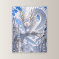 Dark-Fantasy Acrylglasbild auf Acrylglas mit Edelstahl-Abstandshaltern, gerade von vorn an heller Wand